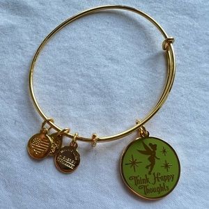 NWOT Disney Alex And Ani Tinkerbell Think Happy Thoughts Enamel Gold Bracelet